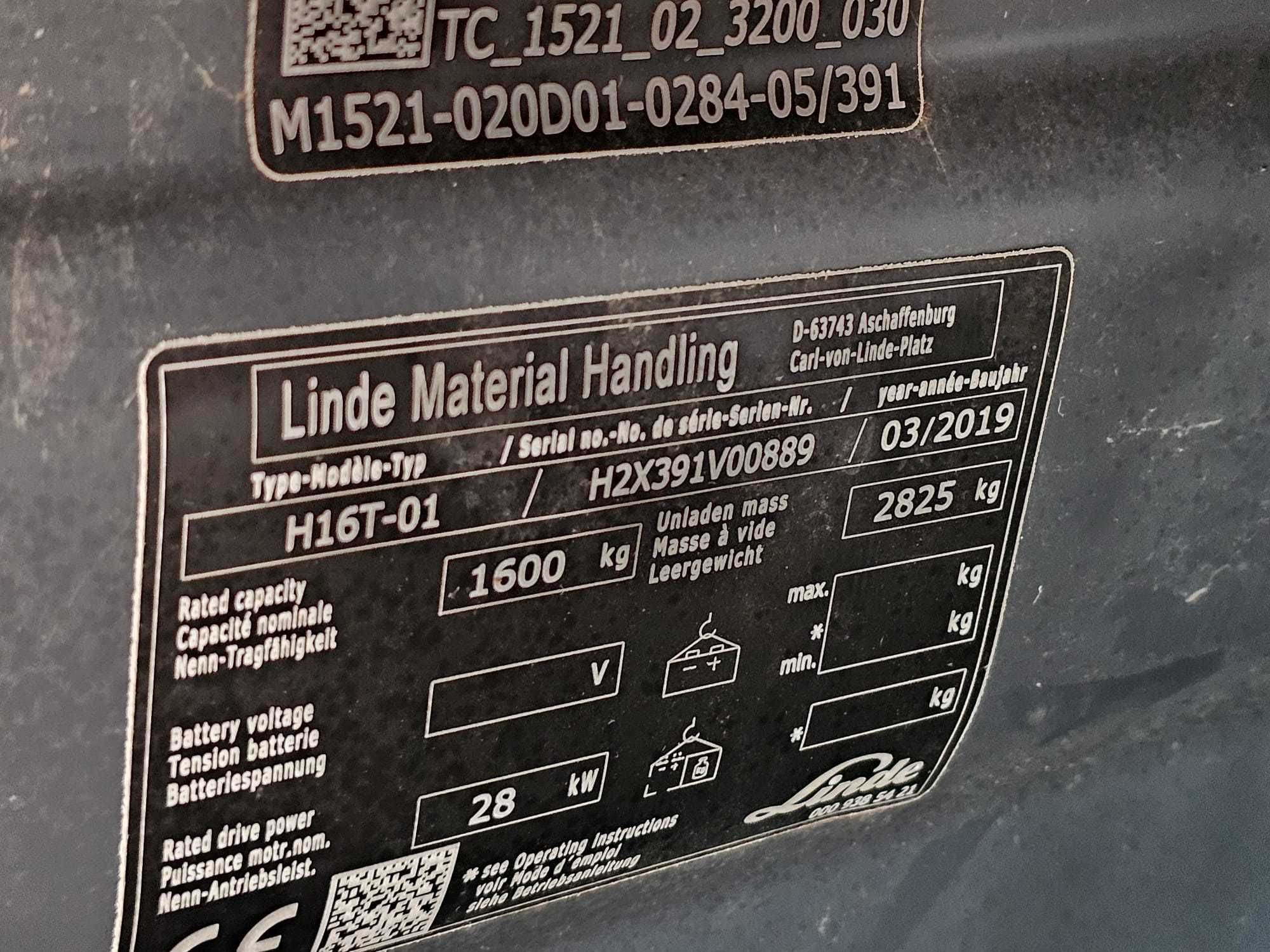 Wózek widłowy Linde H16T-01 kontenerowy 2019r. LPG