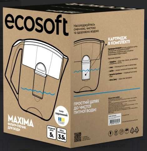 5 літрів Фільтр-кувшин Ecosoft Maxima білий перлинний з картриджем