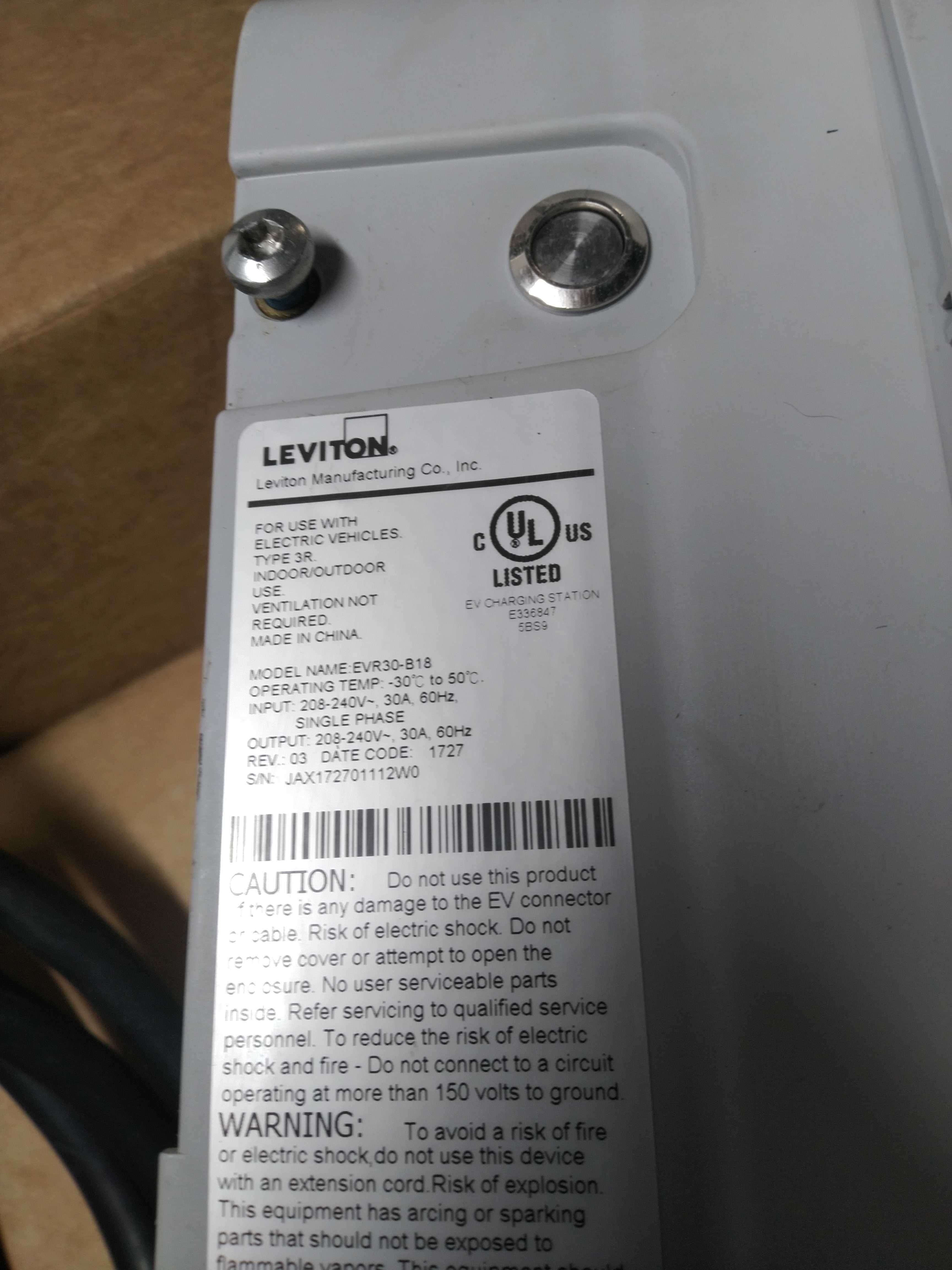 Зарядна станція LEVITON до електромобілів з Америці (J1772 30A)
