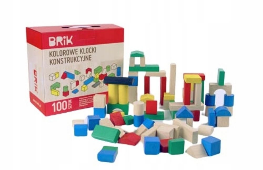 Nowe kolorowe klocki drewniane konstrukcyjne 100 szt Montessori