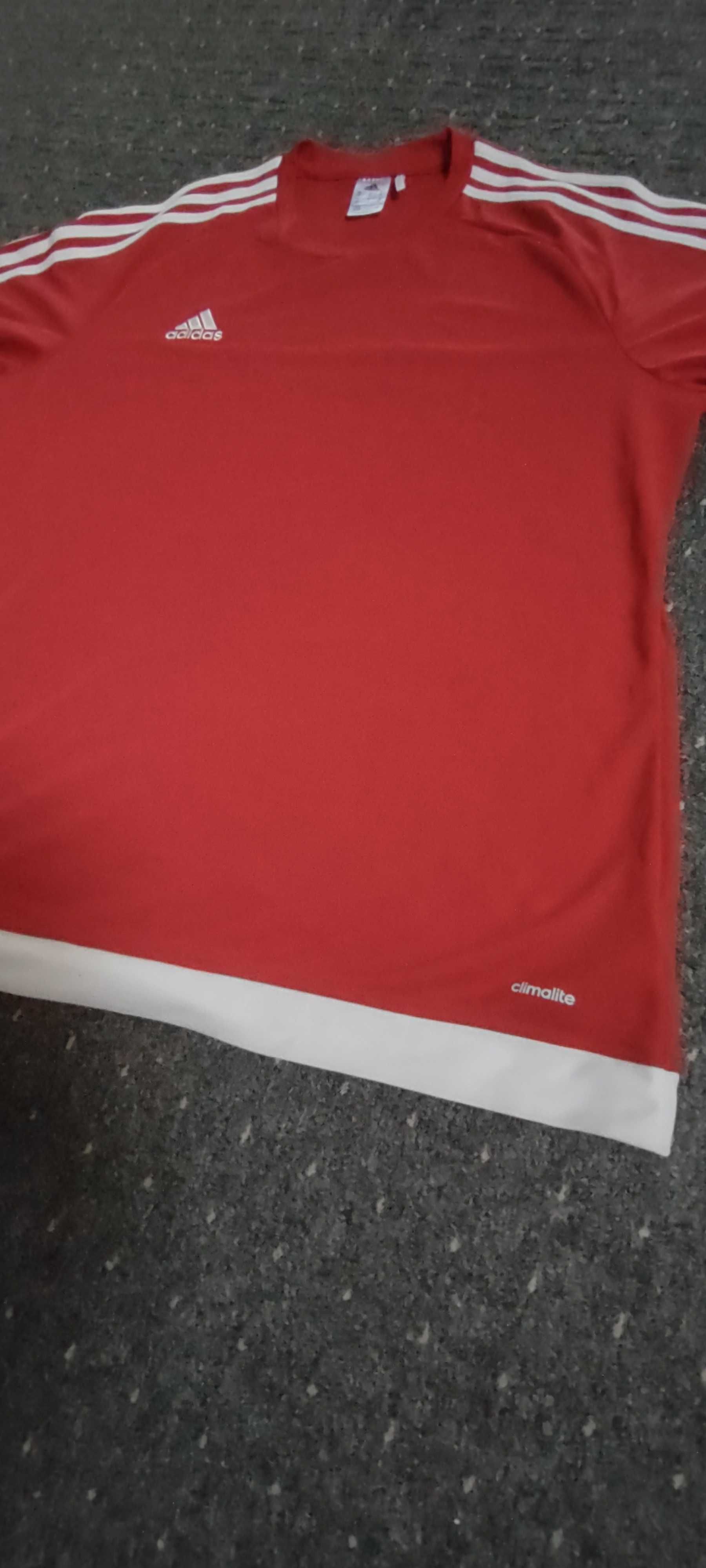 Piękny T-shirt sportowy Adidas bordowo biały XL