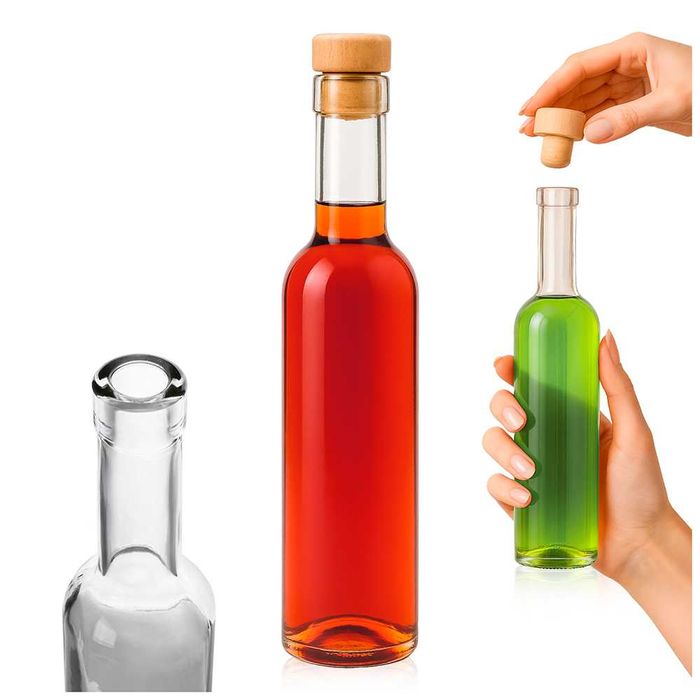 1x Butelka na nalewki soki FUTURA 250 ml z KORKIEM SYNTETYCZNYM