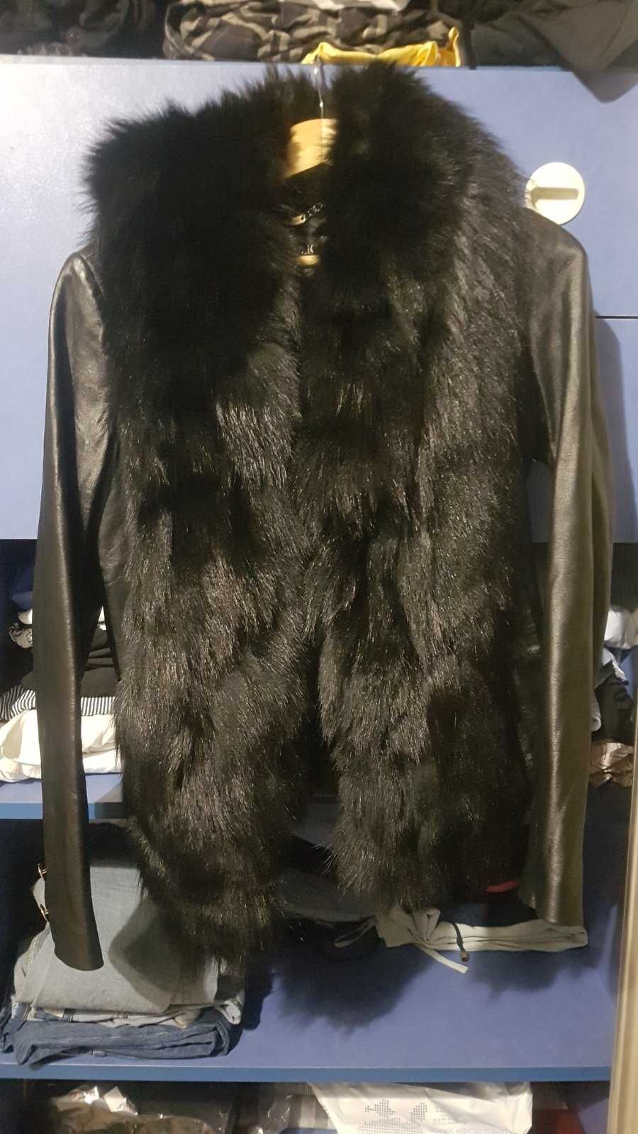 куртка с натуральным мехом натуральная шуба песец кожанка хутро