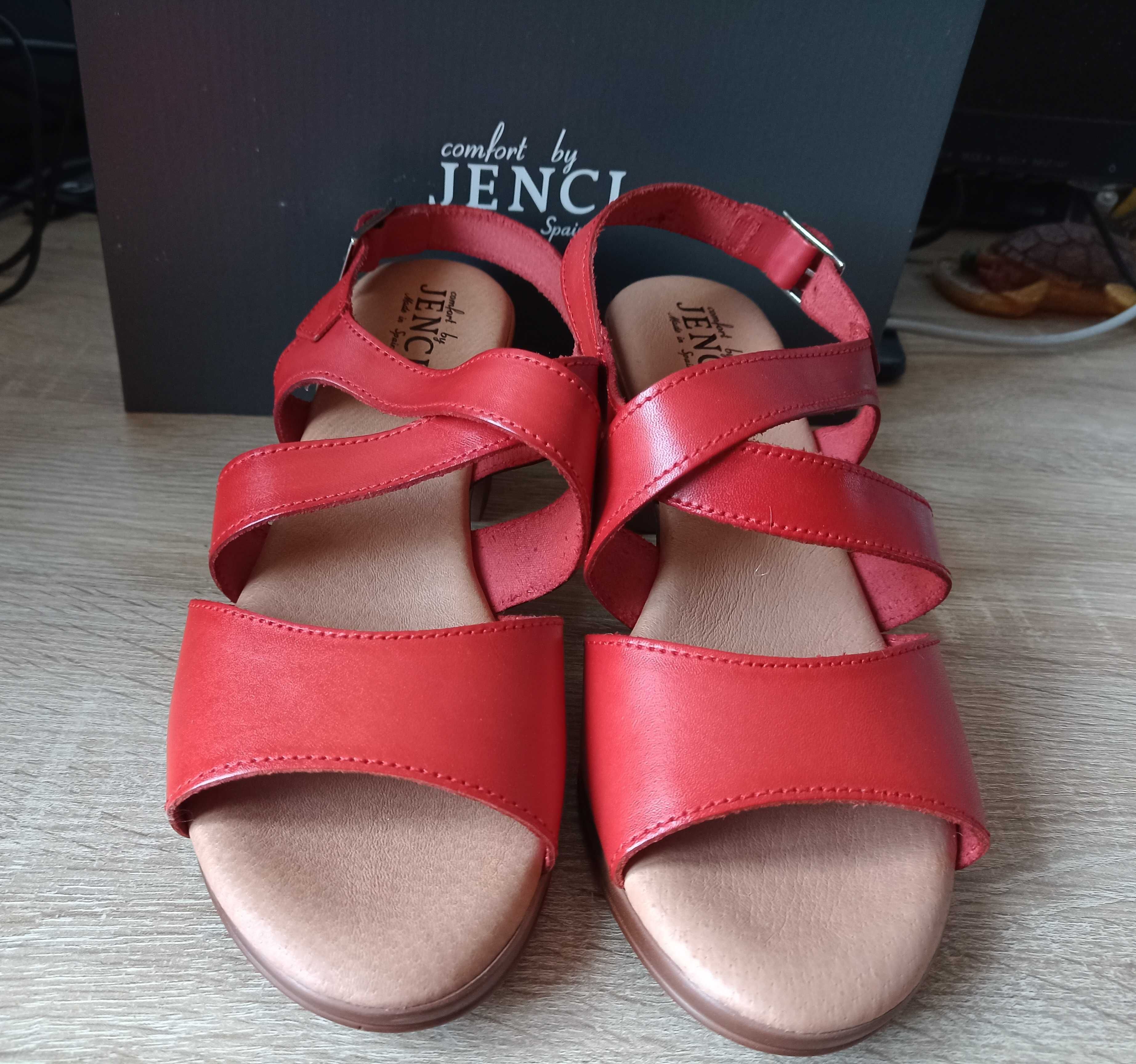 Eleganckie czerwone sandały ze skóry! Rozmiar 39