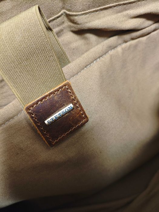 Stetson сумка для ноутбука сіра брезент шкіряна вставки портфель 15,6