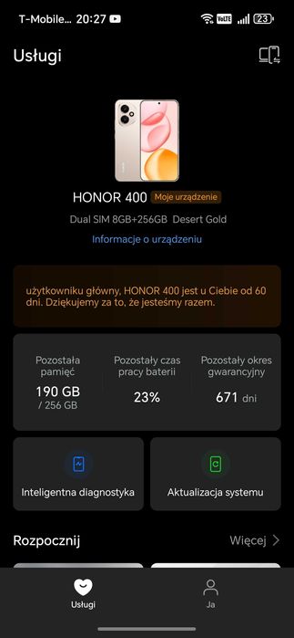 HONOR 400 (5g) 8/256GB Złoty + akcesoria