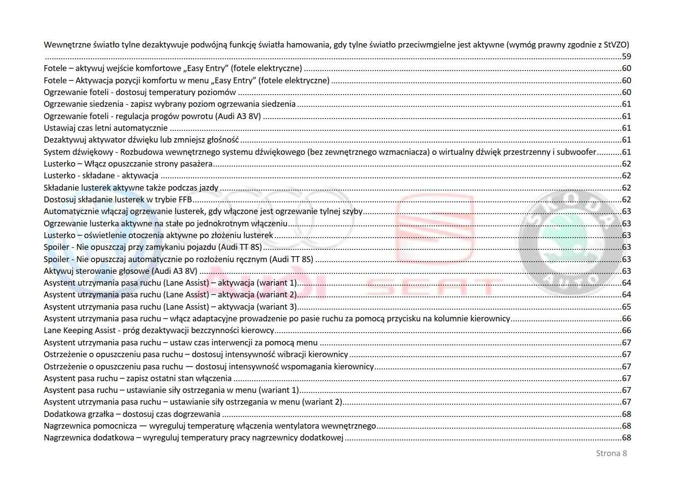 Zeszyt kodowań - Audi VW Skoda Seat - VCDS OBD11 ODIS VCP