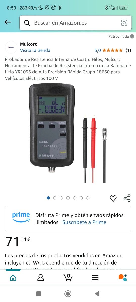 Probador de Resistencia Interna de Cuatro Hilos,