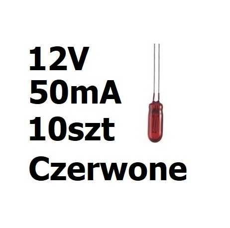 Żarówka miniaturowa czerwona 3x7mm 12V 50mA 10szt