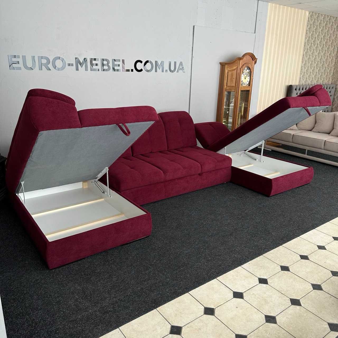 Розкладний диван в тканині п-подібної форми купити