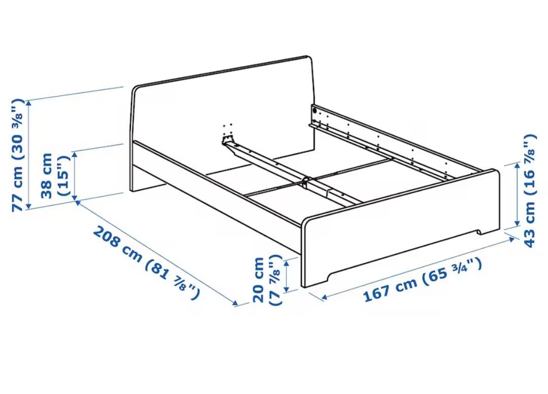 Łóżko, rama stelaż, belka, Ikea 160x200
