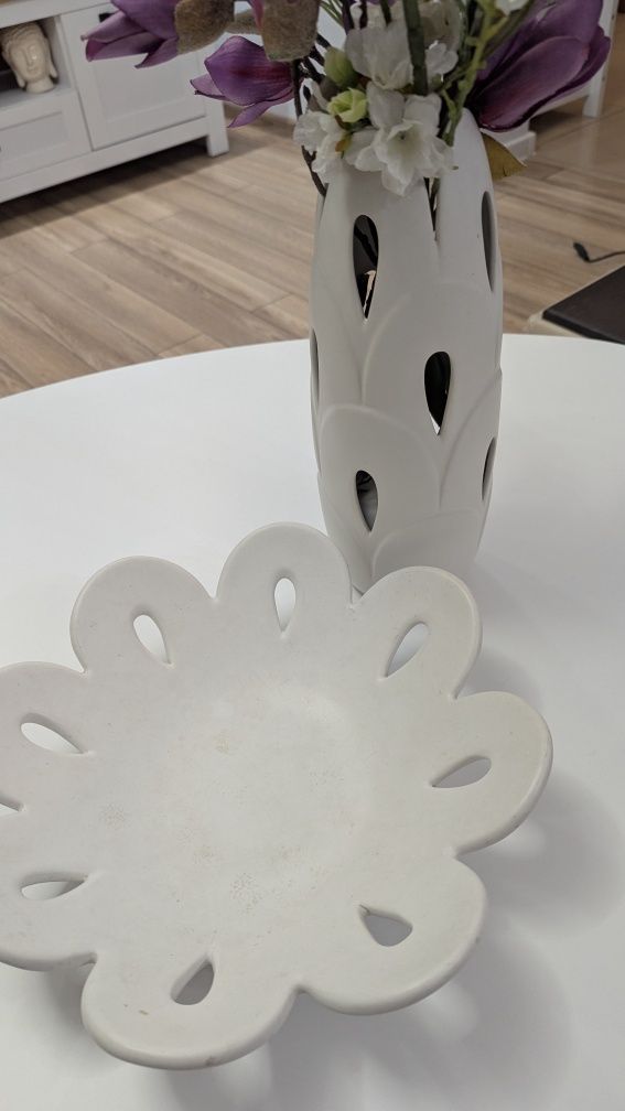 Dekoracyjny komplet ceramiczny – wazon + misa