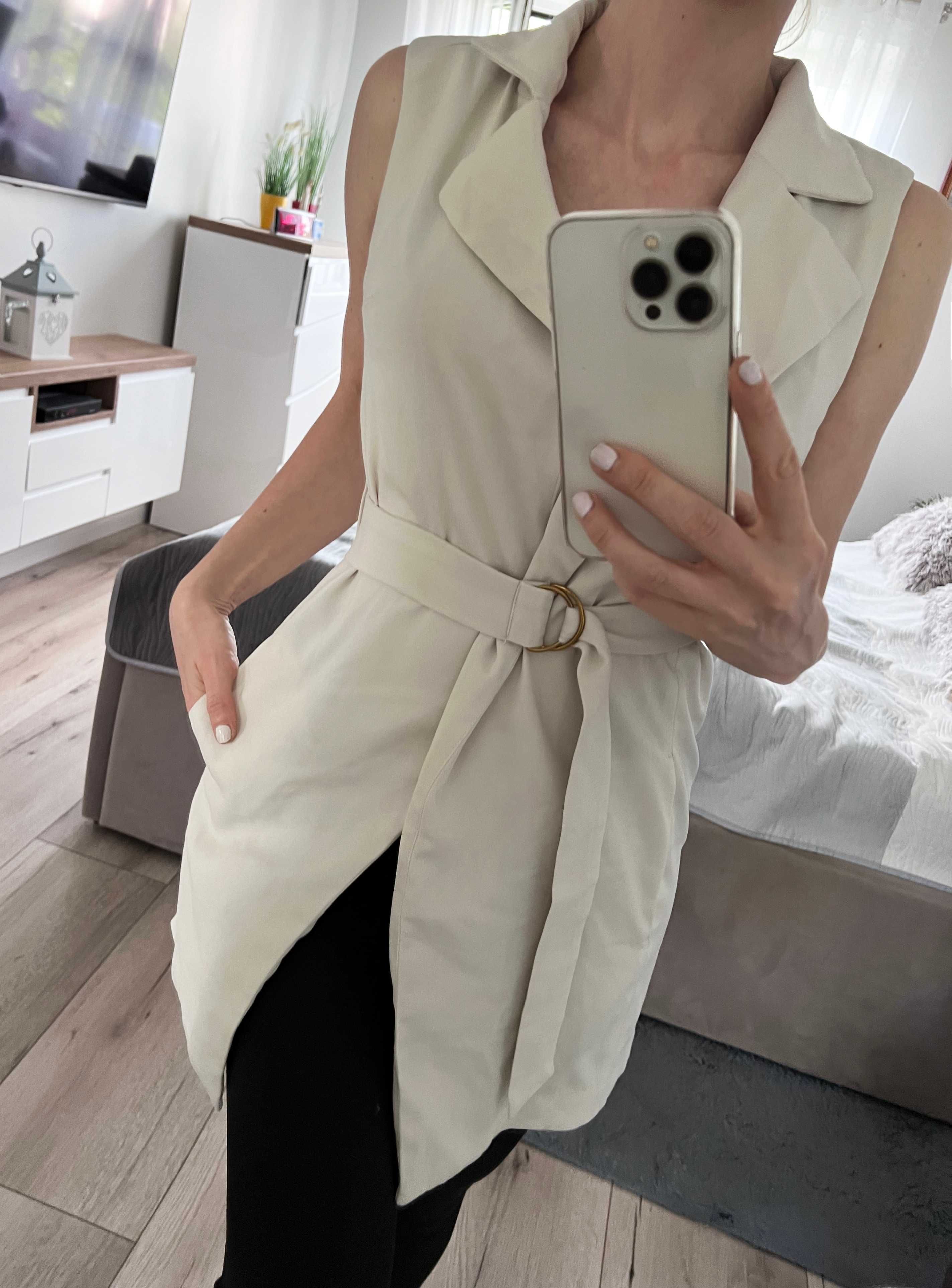H&M bluzka tunika narzutka trencz 34
