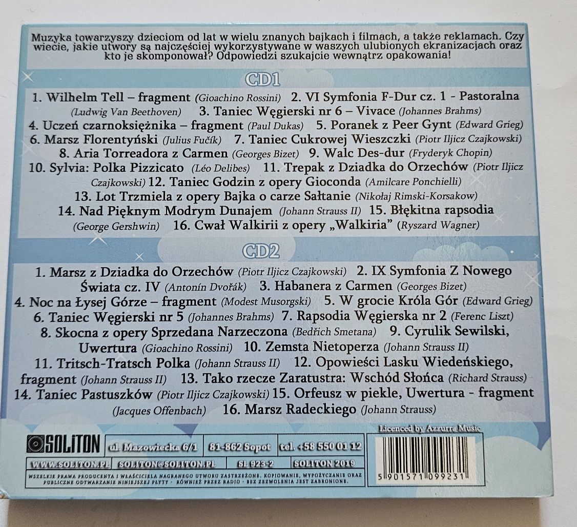Klasyka dla dzieci w bajkach i filmach 2 płyty CD muzyka klasyczna
