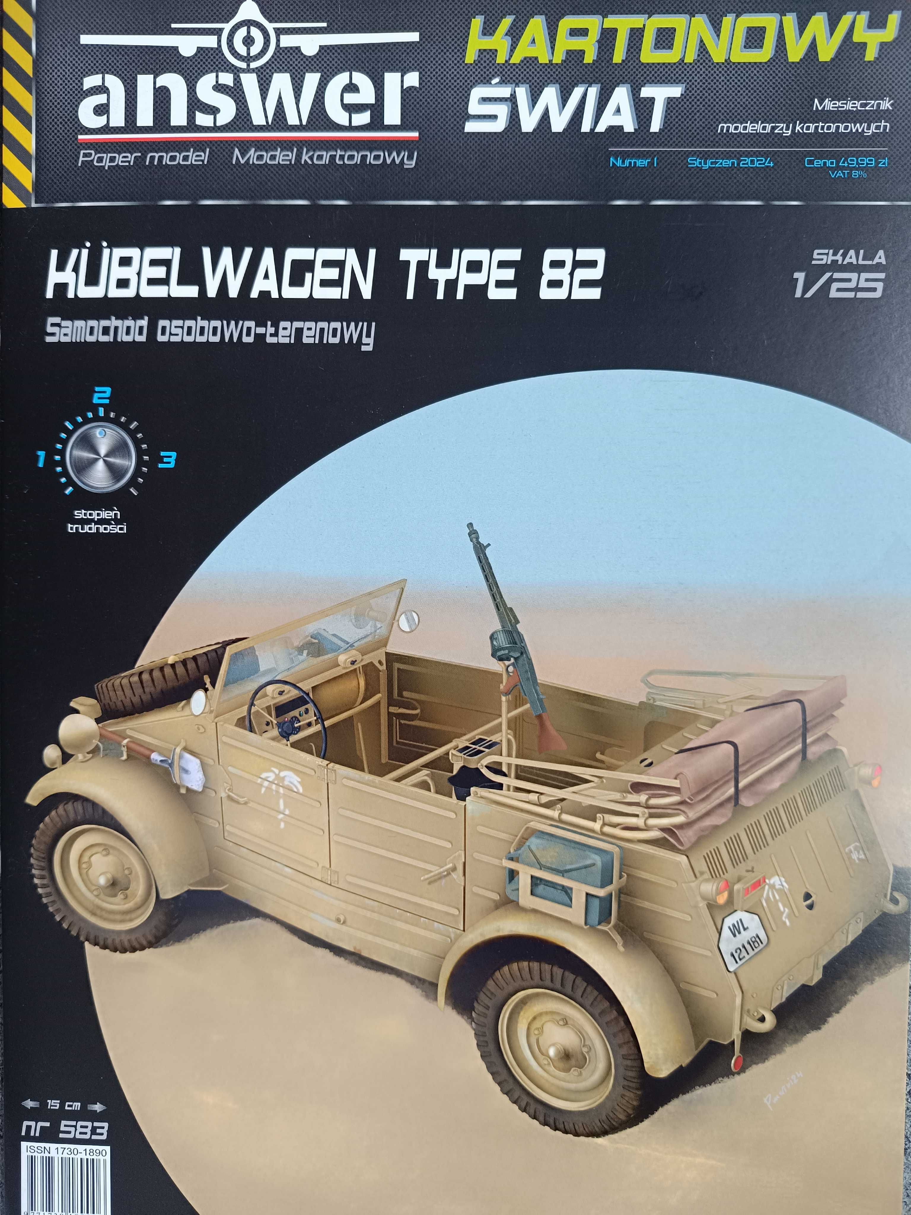 Model kartonowy Answer 1/2024: samochód KUBELWAGEN TYPE 82