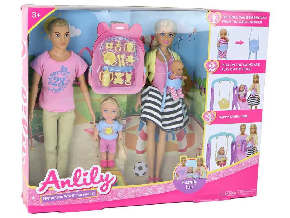 Zestaw Lalek Barbie Anlily Rodzice z Dziećmi Plac Zabaw