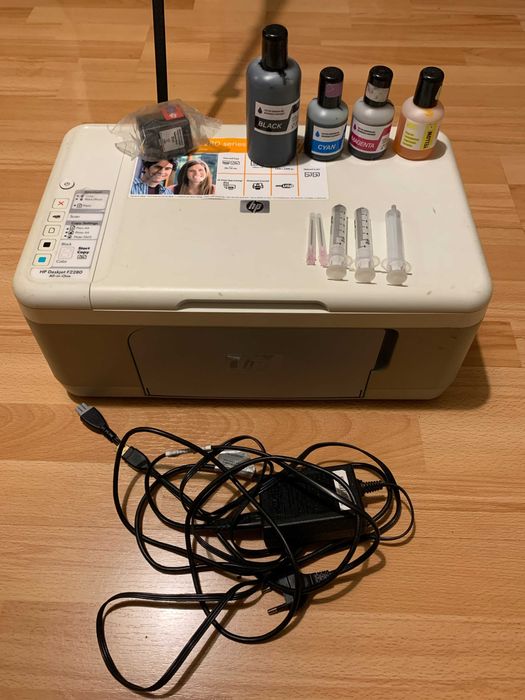 Drukarka HP Deskjet F2280 + tusze, zestaw do napełniania i kartridże