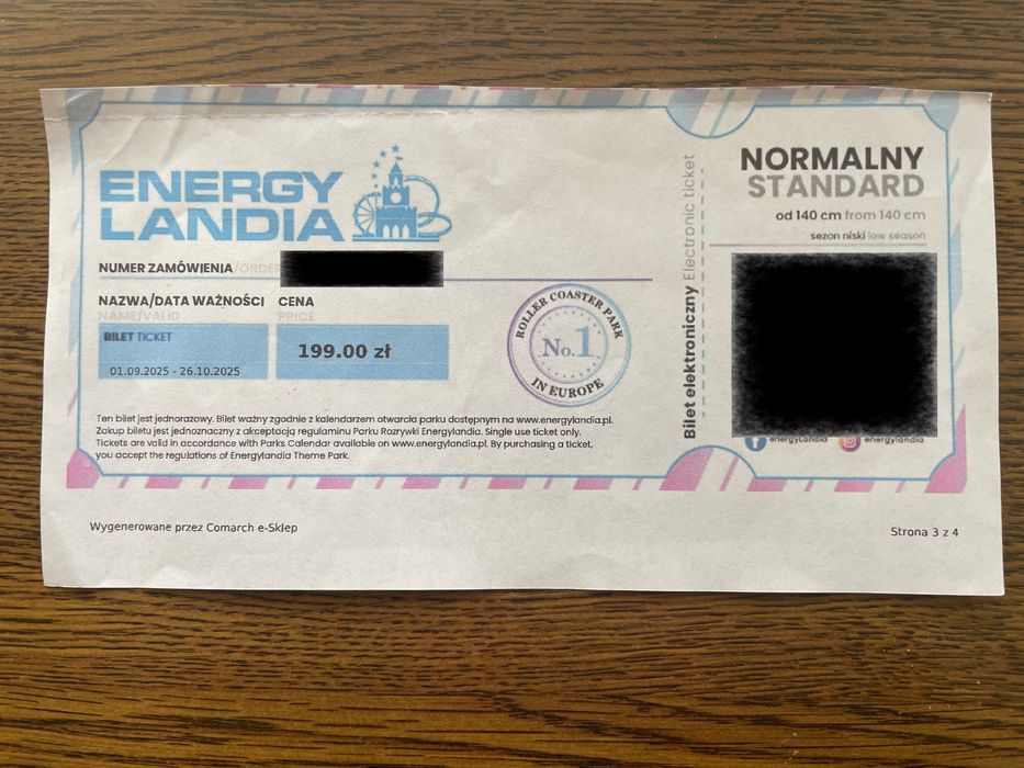 Bilet do Energylandii standardowy