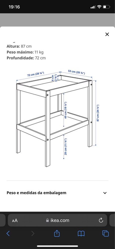 Mudador/ muda fraldas marca ikea