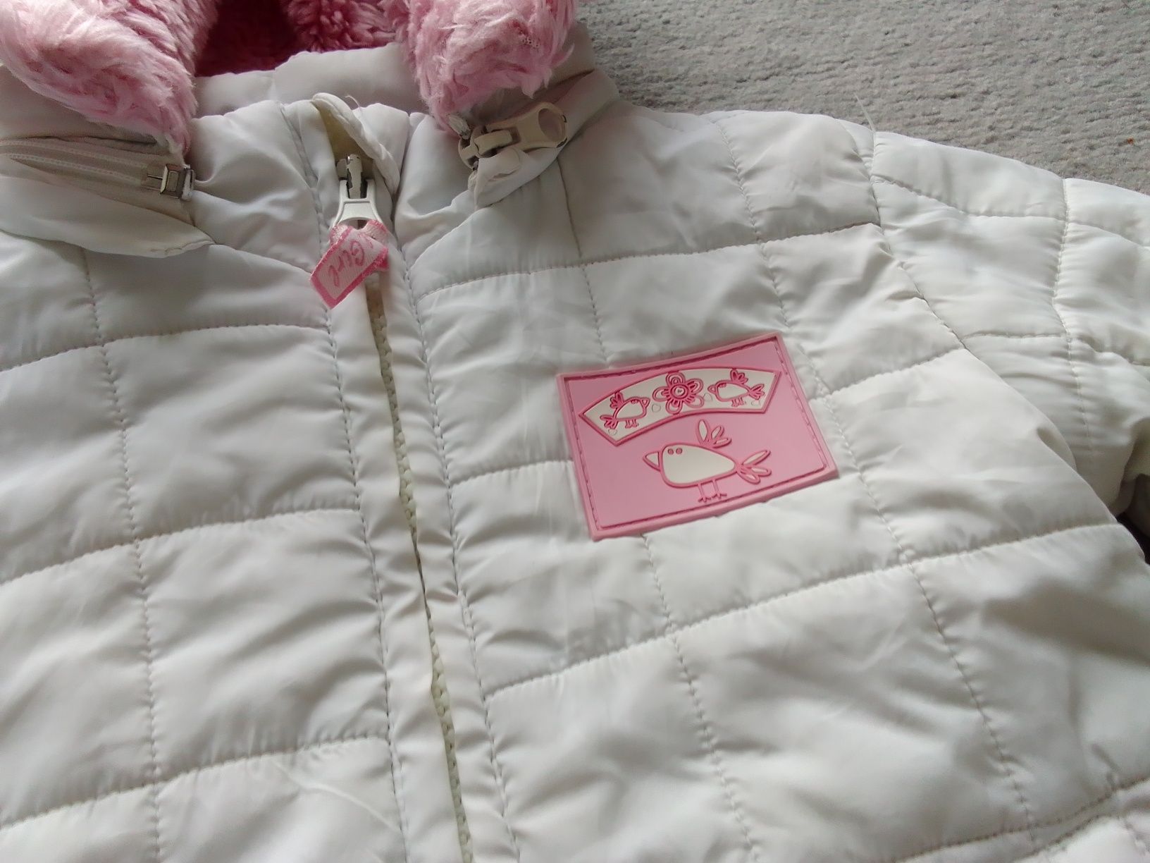 Cool club Smyk rozm 92 kurtka zimowa dla dziewczynki biało różowa fute