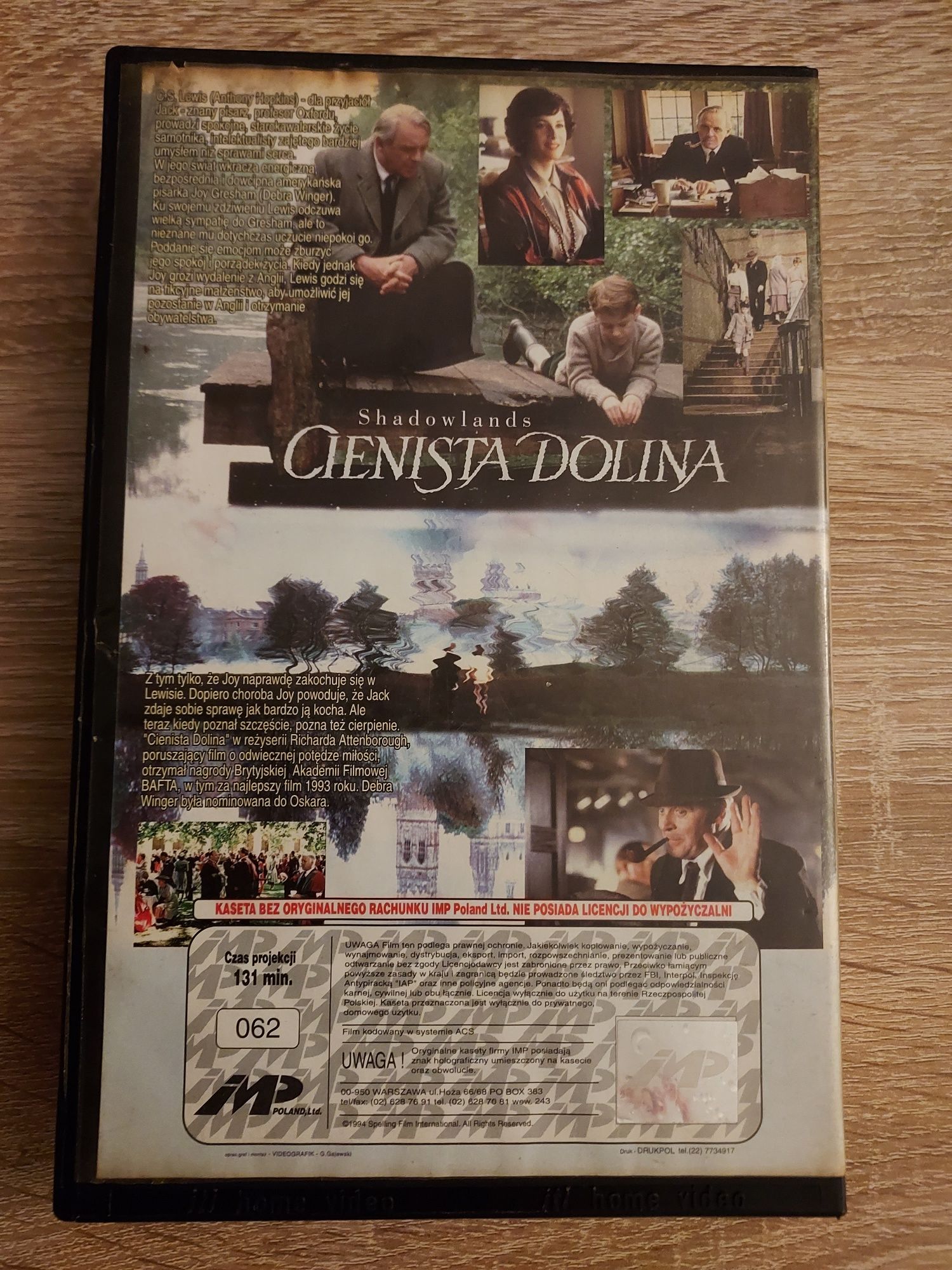 Cienista Dolina- Anthony Hopkins- Vhs Polski Lektor Unikat
