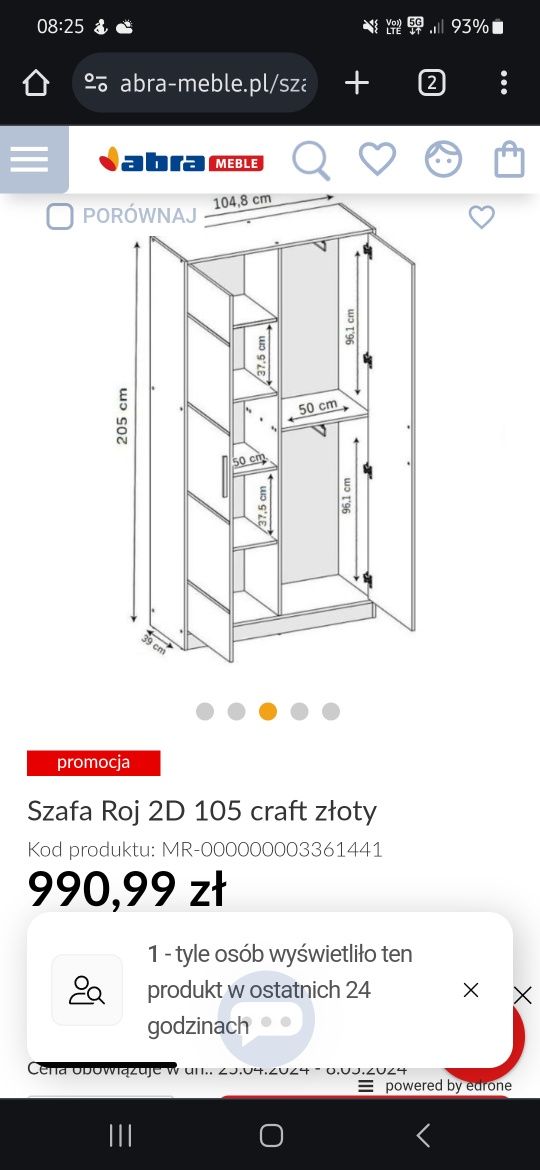 Szafa craft zloty