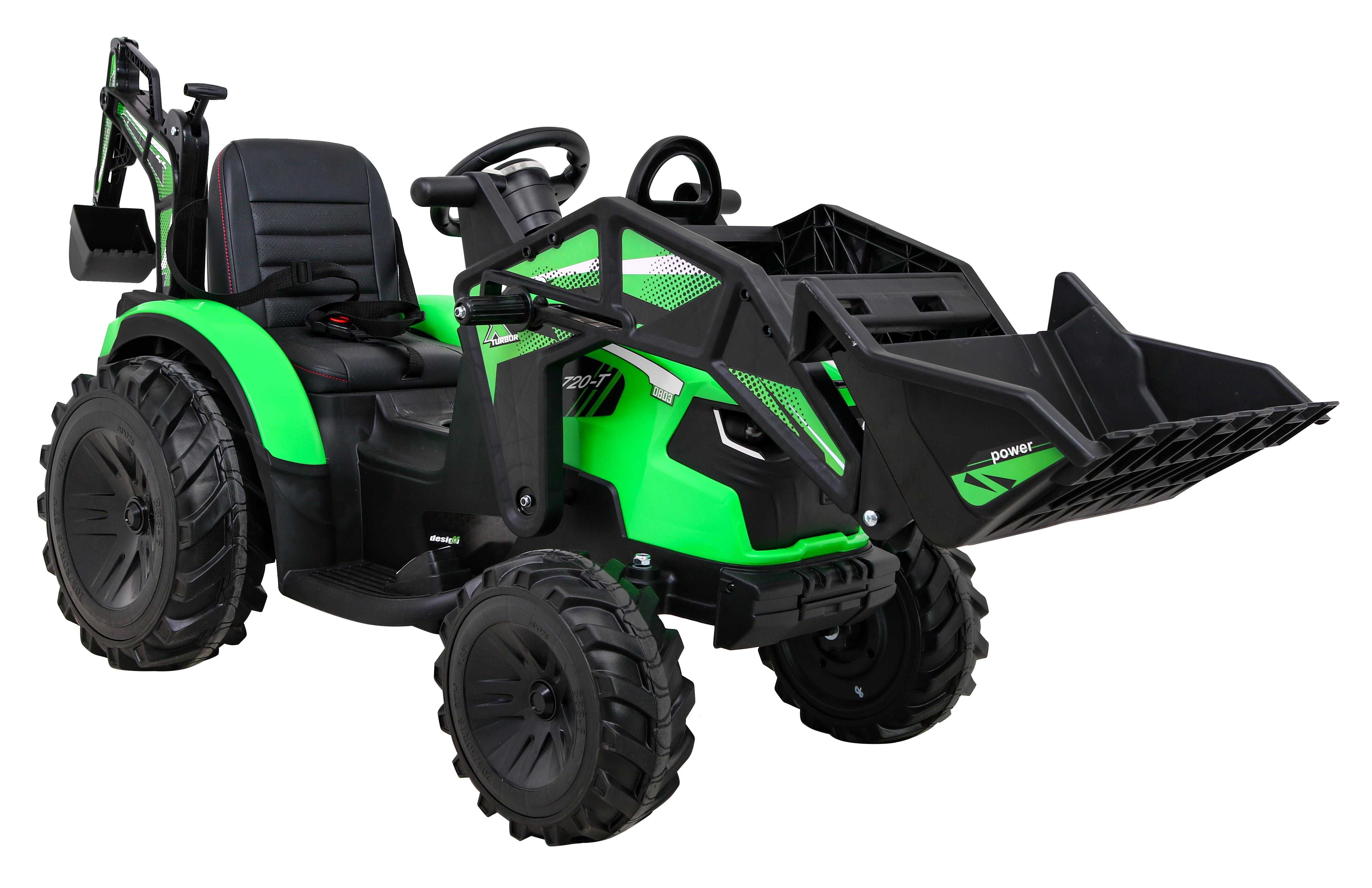 Pojazd Traktor na akumulator Z Przyczepą 720-T Zielony