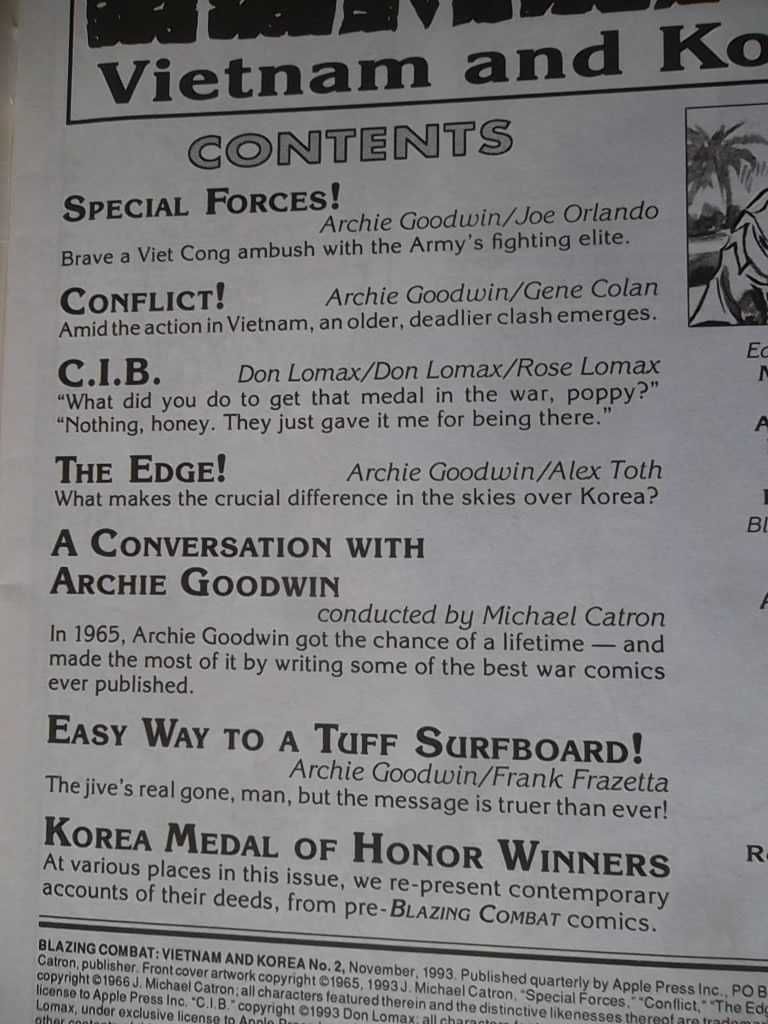 BLAZING COMBAT : Joe Orlando, Gene Colan, Alex Toth, F. Frazetta etc.