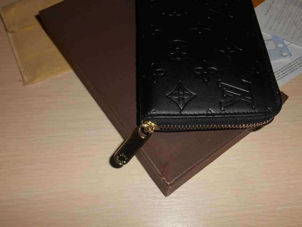 Louis Vuitton portmonetka Czarny portfel męski skóra 55-43