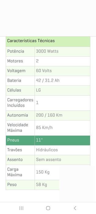 Trotinete elétrica 85 km/h