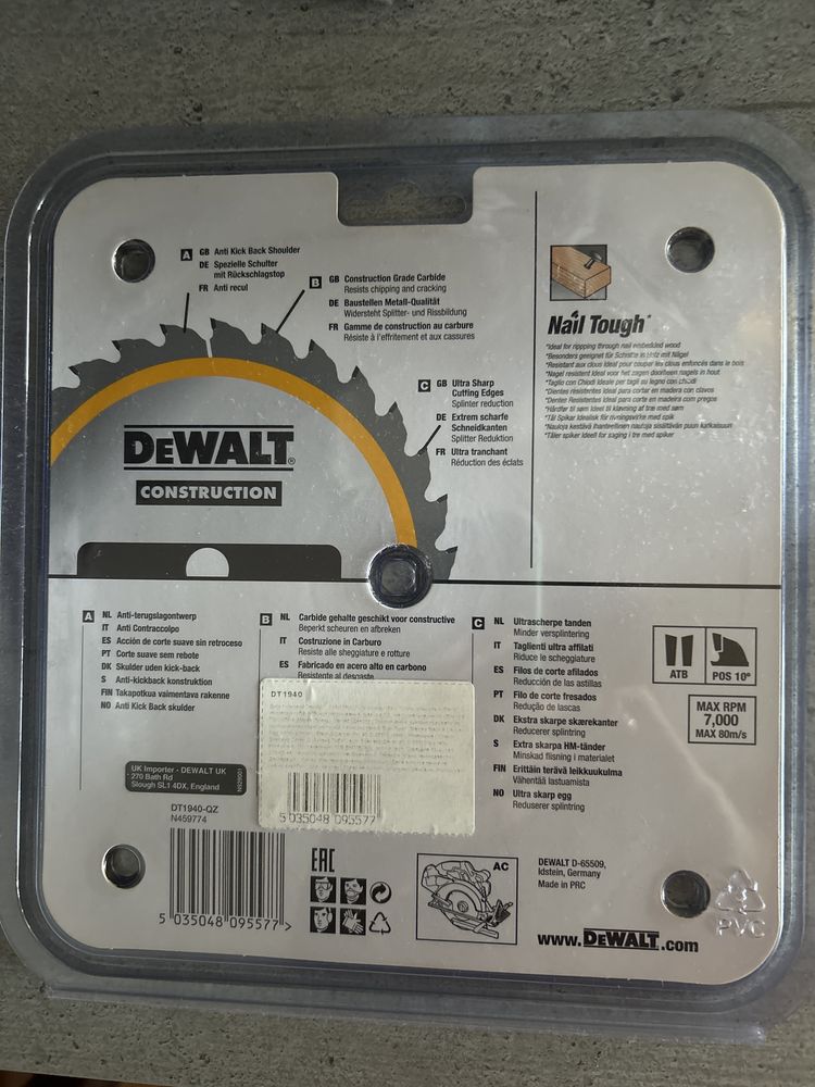 Диск пилковий DeWALT DT1940