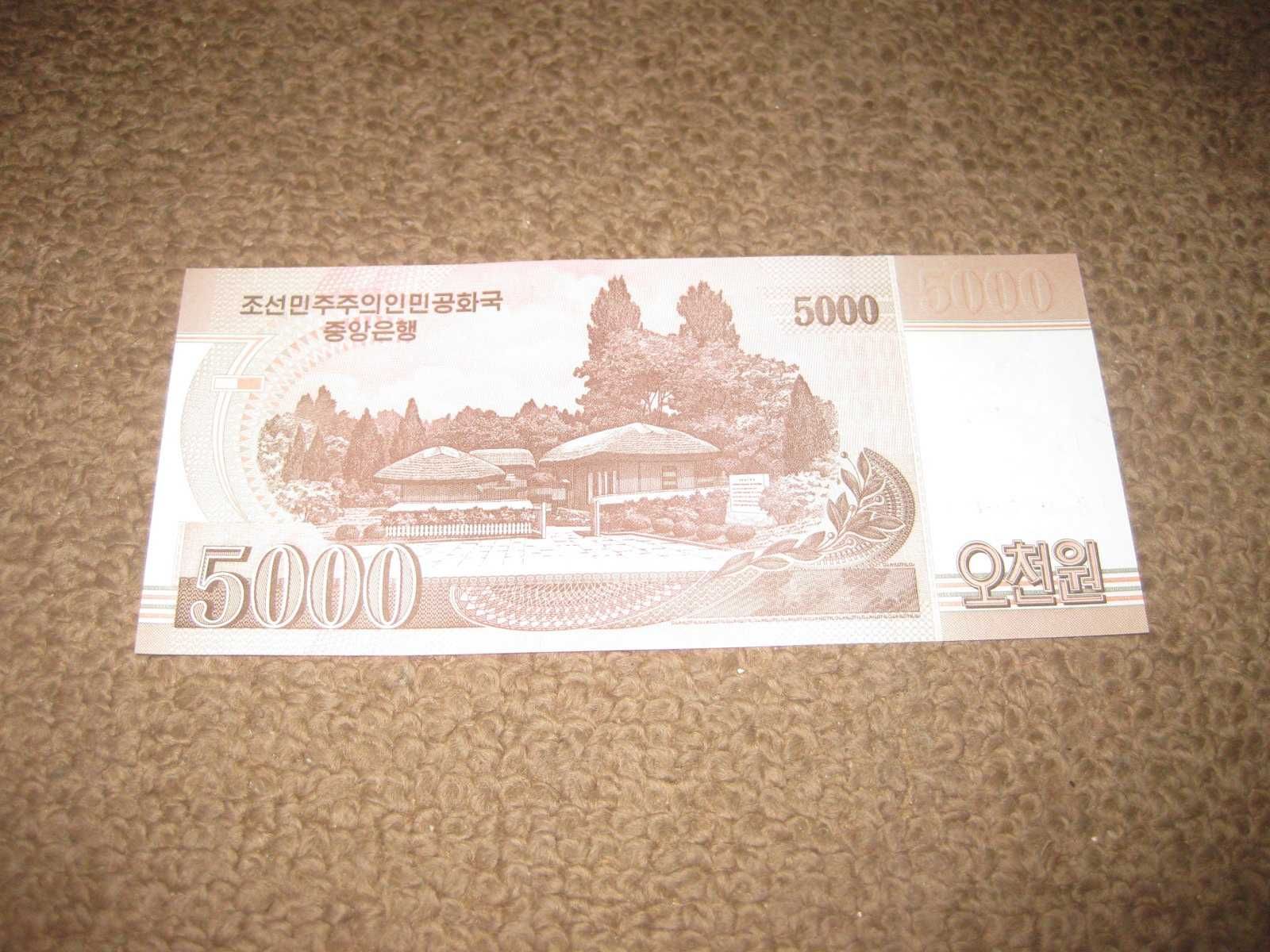 Nota da Coreia do Norte "5000 Won" UNC