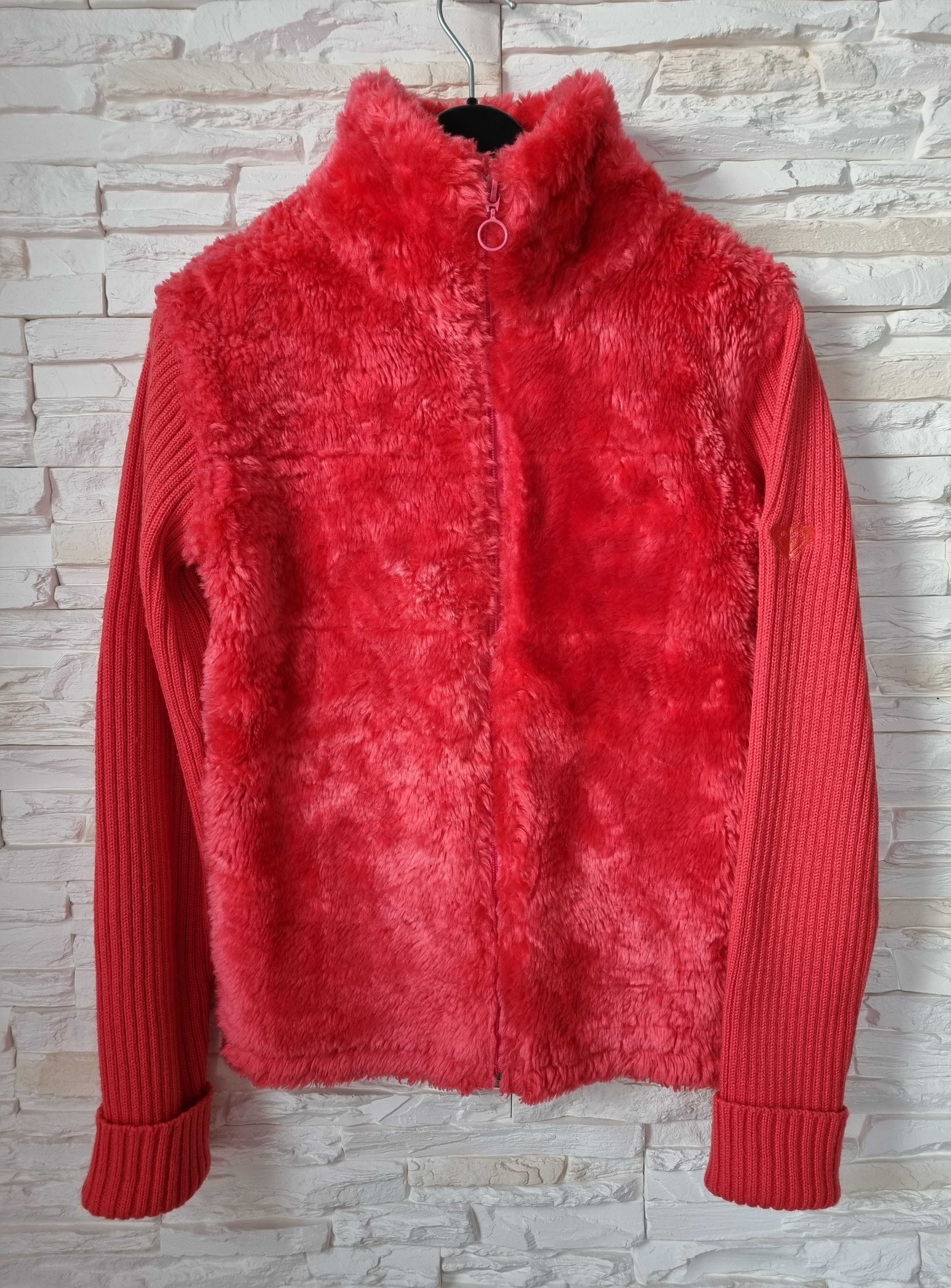 Sweter Rozpinany Bluza Futerko Roxy Amarantowa – S M L