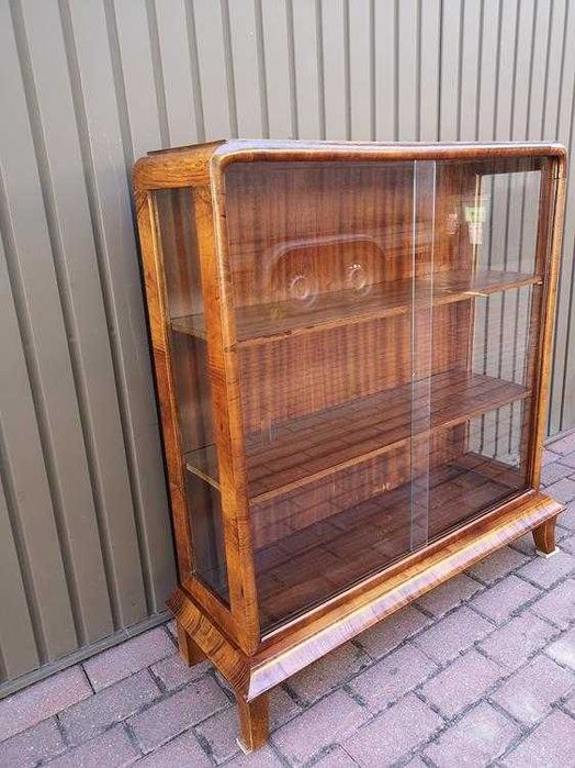 Witryna Serwantka Biblioteka ART-DECO Orzech Stara Antyk Po Renowacji.