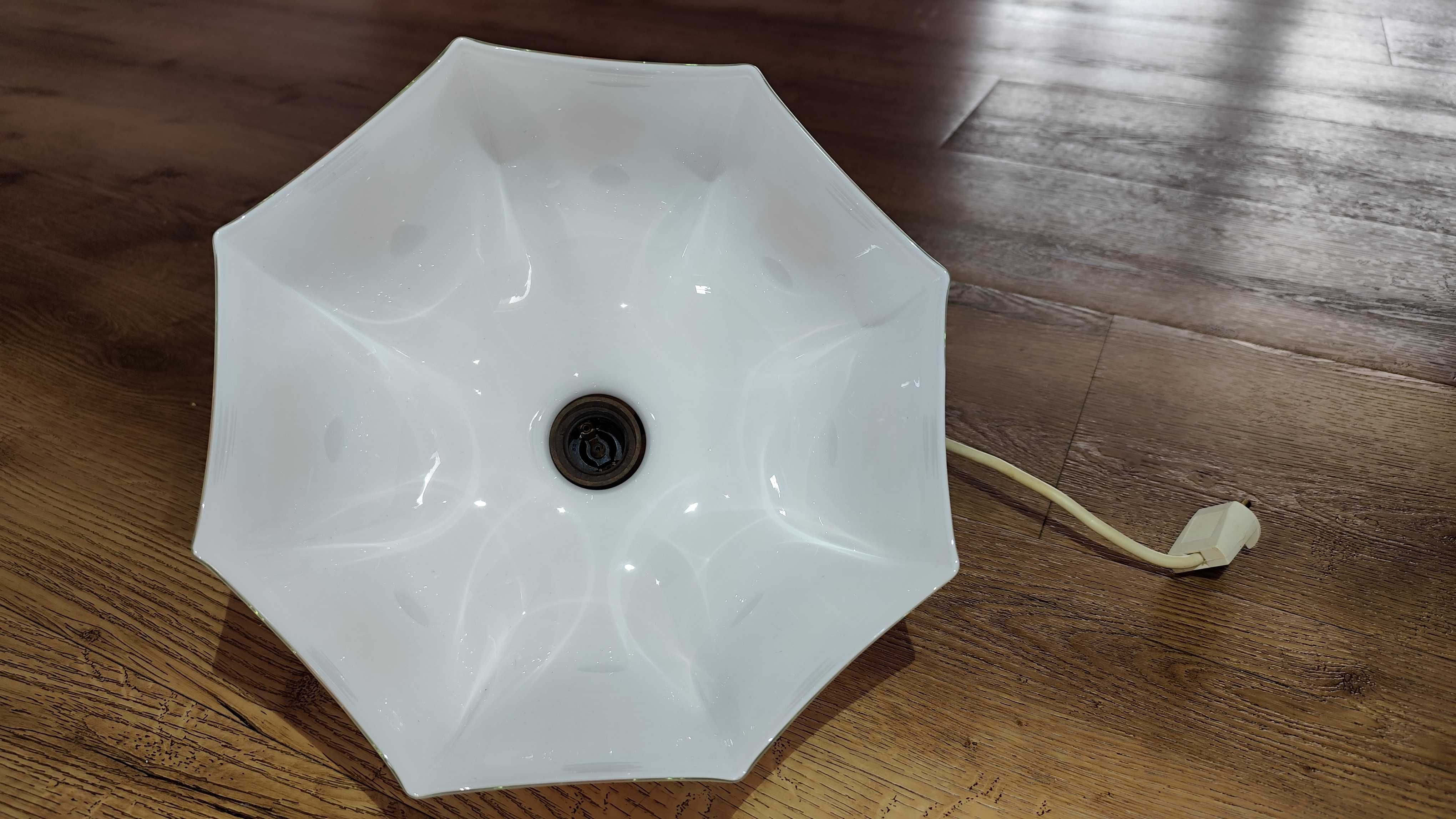 Lampa sufitowa z opalowego szkła z 1940r. ręcznie malowana vintage PRL
