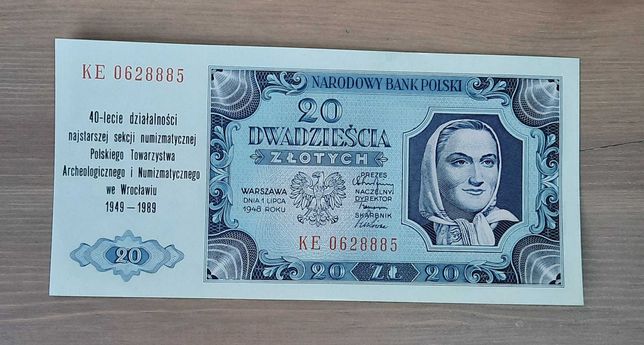 Banknot 20 złotych 1948r ser. KE       NOWY