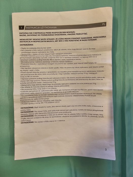 Łóżeczko turystyczne Caretero, Basic - stan prawie jak nowy