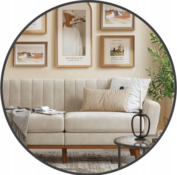 Lustro ścienne, okrągłe, Ø 61 cm, łazienkowe, metalowa rama