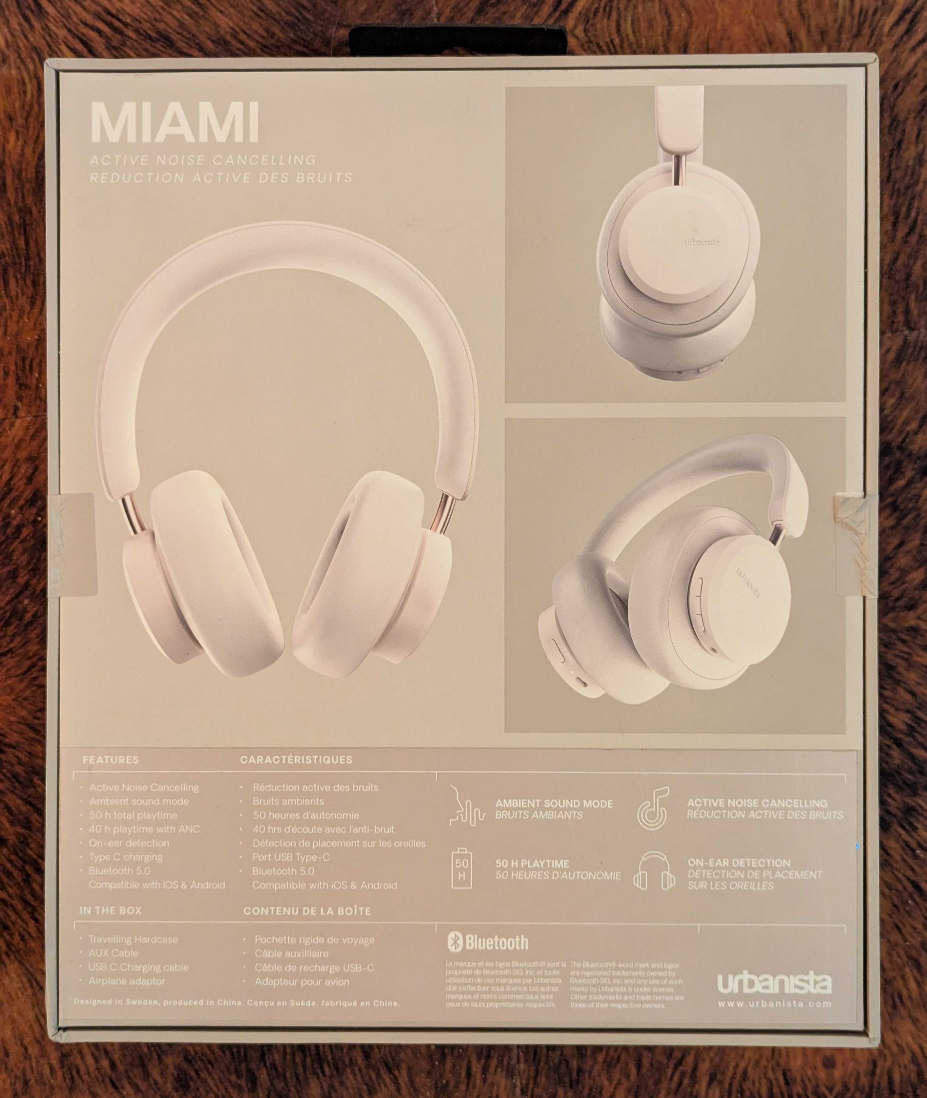 Słuchawki Urbanista Miami, białe, nowe, ANC, USB C, 50h