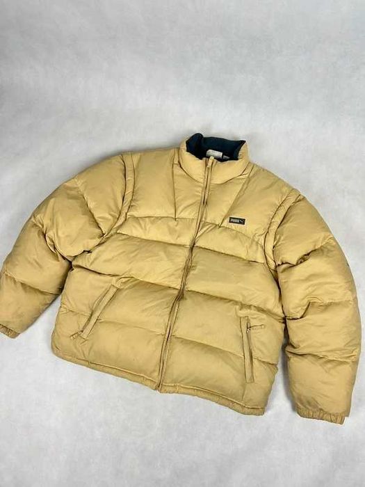 Piękna męska kurtka puchowa i kamizelka 2w 1 żółta beżowa puma