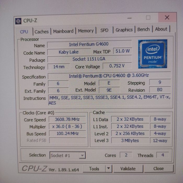 Intel Pentium G4600