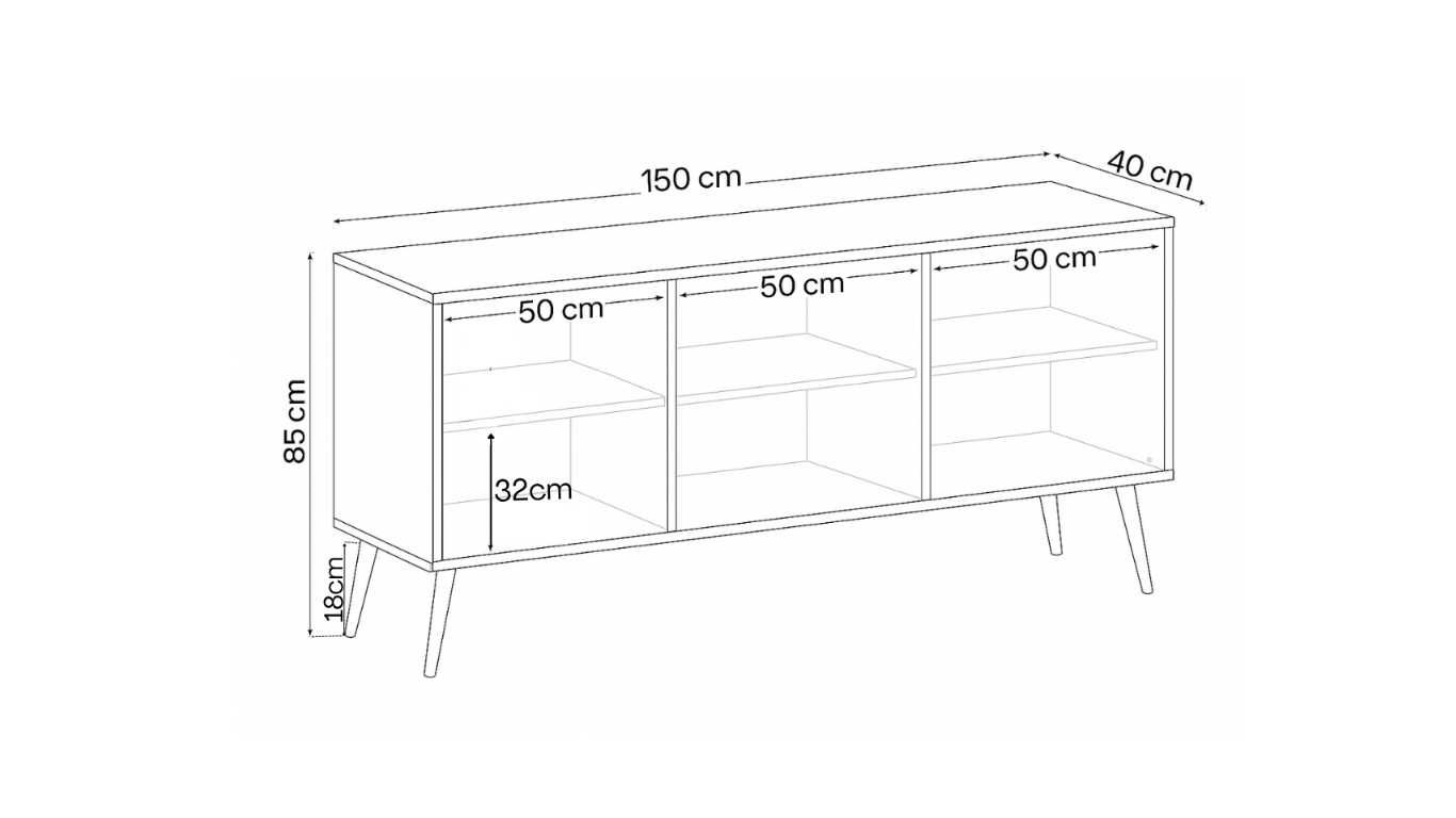 Komoda 150cm trzydrzwiowa Biała/Złoto Mia – nowoczesna komoda i styl
