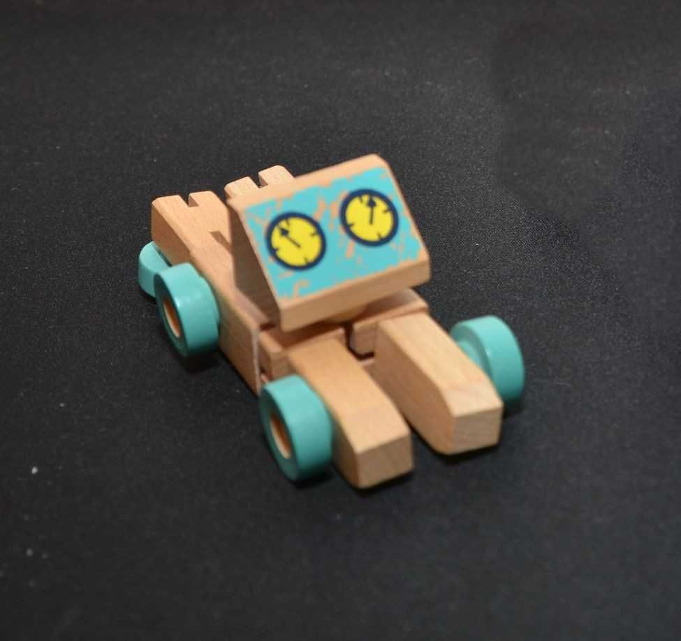 Drewniane klocki flexi robot samochód pojazd retro zabawka zabawki