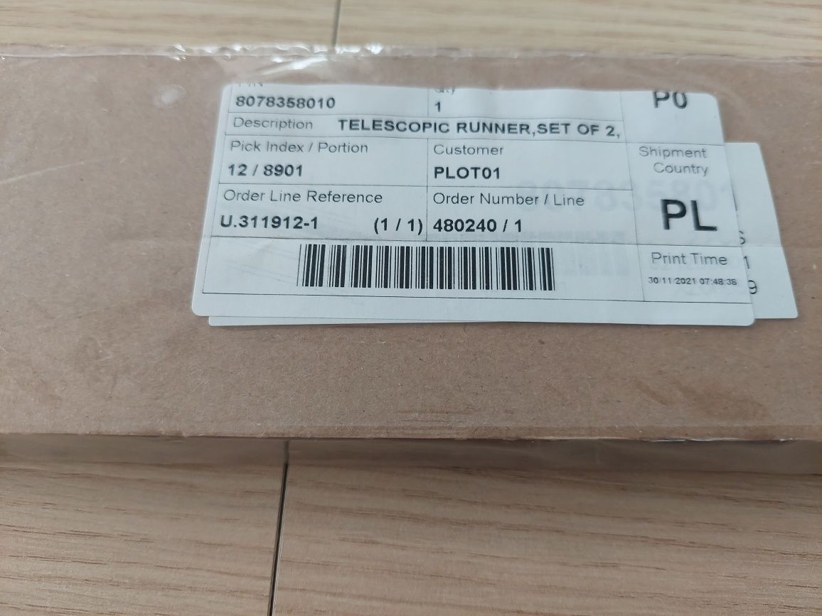 Prowadnice teleskopowe do piekarnika elektrolux