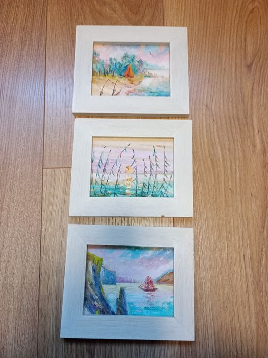 3 картини намальовані фарбами 200 грн