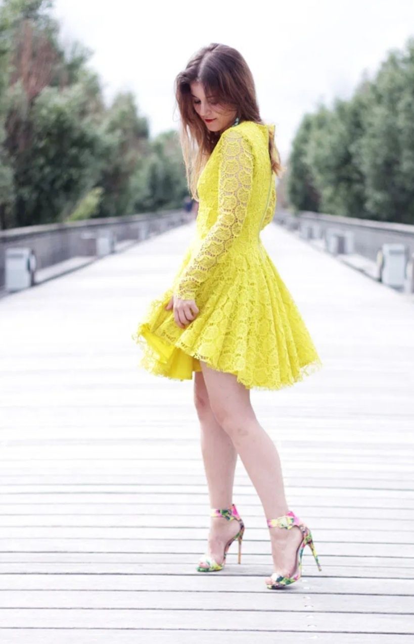 Sukienka h&m koronka gipiura limonka wesele xs s