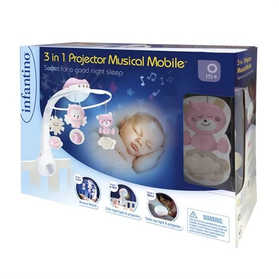 Музичний мобіль із проектором Infantino 3 в 1 рожевий