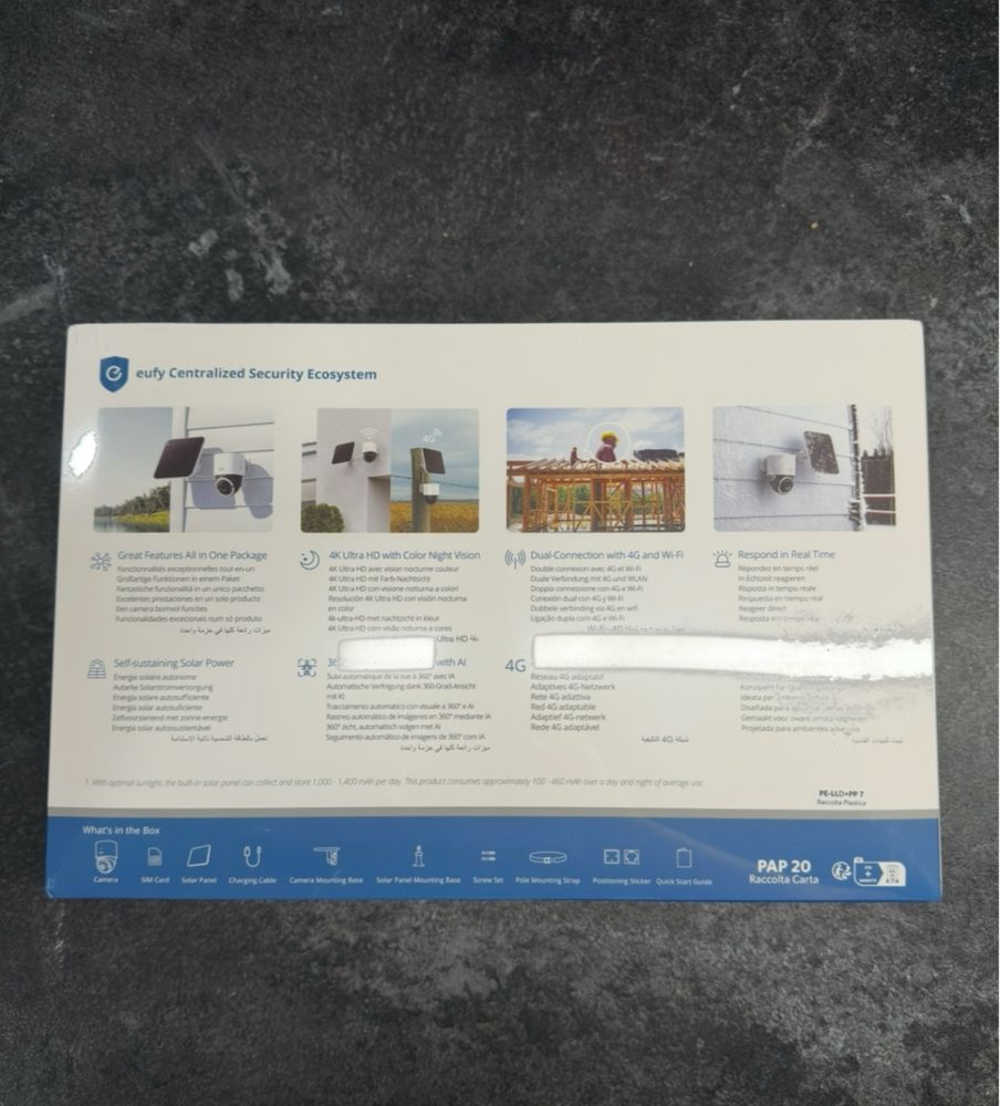 Kamera Eufy 4G LTE CAM S330 4K 360° Wi-Fi tryb nocny solar zewnętrzna
