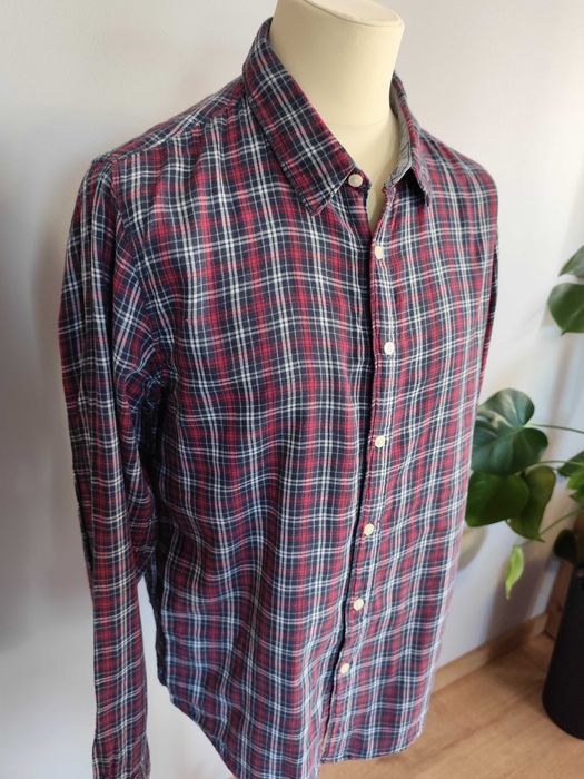 Koszula męska fioletowa w kratkę Glo-Story rozmiar XL śliwkowa koszula