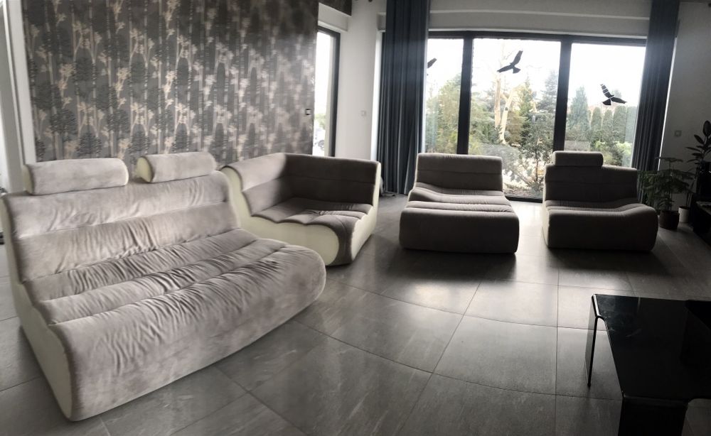 Łóżko materiał + skóra